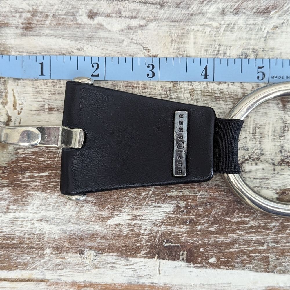 Suzi Roher Chunky Silver Tone and Black Leather Belt 35"- 40" Women - Picture 7 of 8